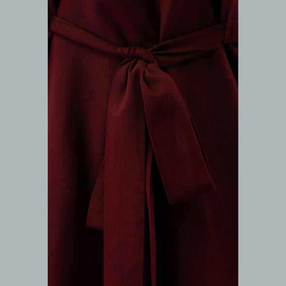 Rayon Maroon Solid Shirt Style Sleeveless Long Top - Frionkandy