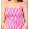 Pink Cotton Floral Print Smocked Top - Frionkandy