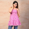 Pink Cotton Floral Print Smocked Top - Frionkandy