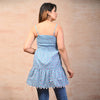 Aqua Blue Cotton Ethnic Print Smocked Top - Frionkandy