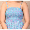 Aqua Blue Cotton Ethnic Print Smocked Top - Frionkandy