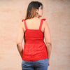 Red Rayon Solid Smocked Top - FrionKandy