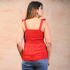 Red Rayon Solid Smocked Top - Frionkandy