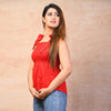 Red Rayon Solid Smocked Top - FrionKandy