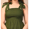 Bottle Green Rayon Solid Smocked Top - Frionkandy
