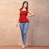 Maroon Rayon Solid Smocked Top - FrionKandy