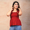 Maroon Rayon Solid Smocked Top - FrionKandy