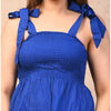 Royal Blue Rayon Solid Smocked Top - FrionKandy