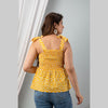 Cotton Yellow Printed Smocked Sleeveless Top - FrionKandy