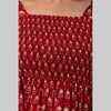 Cotton Maroon Printed Smocked Sleeveless Top - FrionKandy