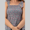 Cotton Grey Printed Smocked Sleeveless Top - FrionKandy