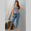 Cotton Grey Printed Smocked Sleeveless Top - FrionKandy