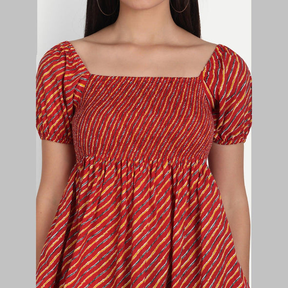 Cotton Stripe Print Maroon Casual Top - FrionKandy