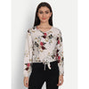 Rayon White Floral Printed Full Sleeve Top - FrionKandy