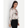 Rayon White Floral Printed Full Sleeve Top - FrionKandy