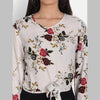 Rayon White Floral Printed Full Sleeve Top - FrionKandy