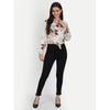 Rayon White Floral Printed Full Sleeve Top - FrionKandy