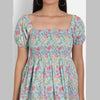 Cotton Light Blue Floral Print Half Sleeve Top - FrionKandy