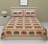 Orange Barmeri Elephant Traditional Print King Size Double Bed Sheet - Frionkandy
