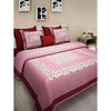 Pink Floral Print 120 TC Cotton Double Bed Sheet with 2 Pillow Covers (SHKAP1015) - Frionkandy