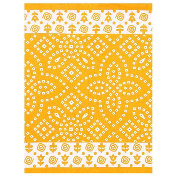 Yellow Bandhej Print 120 TC Cotton Double Bed Sheet with 2 Pillow Covers (SHKAP1017) - Frionkandy