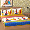 Yellow Puppet Print 120 TC Cotton Double Bed Sheet with 2 Pillow Covers (SHKAP1063) - Frionkandy