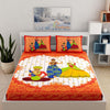 Red Puppet Print 120 TC Cotton Double Bed Sheet with 2 Pillow Covers (SHKAP1080) - Frionkandy