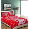Red Elephant Tree Print 120 TC Cotton Double Bed Sheet with 2 Pillow Covers (SHKAP1097) - Frionkandy