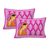 Pink Queen With Peacock 120 TC Cotton Double Bed Sheet with 2 Pillow Covers (SHKAP1111) - Frionkandy