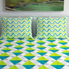 Turquoise Geometric Print 120 TC Cotton Double Bed Sheet with 2 Pillow Covers (SHKAP1129) - Frionkandy