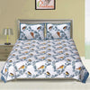 Light Blue Sparrow Print 120 TC Cotton Double Bed Sheet with 2 Pillow Covers (SHKAP1131) - Frionkandy