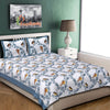Light Blue Sparrow Print 120 TC Cotton Double Bed Sheet with 2 Pillow Covers (SHKAP1131) - Frionkandy