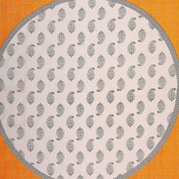 Yellow Jaipuri Buta Print  120 TC Cotton Double Bed Sheet with 2 Pillow Covers (SHKAP1136) - Frionkandy