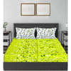 Lemon Green Leaf Print 120 TC Cotton Double Bed Sheet with 2 Pillow Covers (SHKAP1146) - Frionkandy