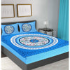 Turquoise Jaipuri Print 120 TC Cotton Double Bed Sheet with 2 Pillow Covers (SHKAP1163) - Frionkandy