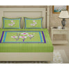 Green Jaipuri Print 120 TC Cotton Double Bed Sheet with 2 Pillow Covers (SHKAP1167) - Frionkandy