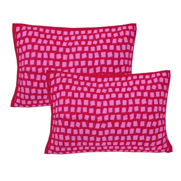 Pink Jaipuri Print 120 TC Cotton Double Bed Sheet with 2 Pillow Covers (SHKAP1173) - FrionKandy
