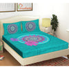 Turquoise Jaipuri Print 120 TC Cotton Double Bed Sheet with 2 Pillow Covers (SHKAP1183) - Frionkandy
