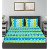 Aqua Blue Zigzag Print 120 TC Cotton Double Bed Sheet with 2 Pillow Covers (SHKAP1191) - Frionkandy