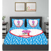 Aqua Blue Loving Couple Print 120 TC Cotton Double Bed Sheet with 2 Pillow Covers (SHKAP1204) - Frionkandy