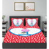 Red Loving Couple Print 120 TC Cotton Double Bed Sheet with 2 Pillow Covers (SHKAP1205) - Frionkandy