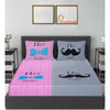 Pink Her & His Side Print 120 TC Cotton Double Bed Sheet with 2 Pillow Covers (SHKAP1206) - FrionKandy