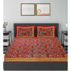 Red Jaipuri Print 120 TC Cotton Double Bed Sheet with 2 Pillow Covers (SHKAP1213) - Frionkandy