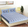 Blue Jaipuri Print 120 TC Cotton Double Bed Sheet with 2 Pillow Covers (SHKAP1215) - Frionkandy