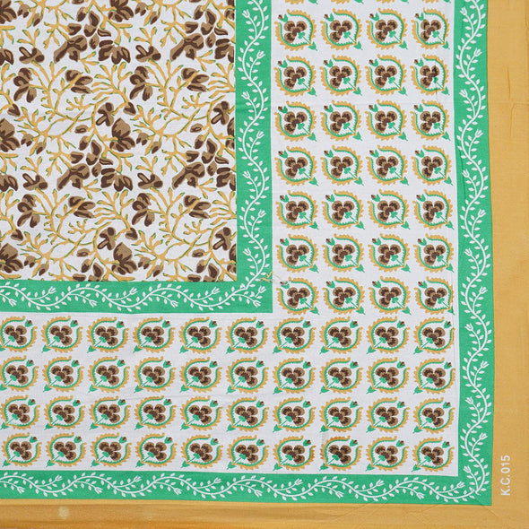 Brown Jaipuri Print 120 TC Cotton Double Bed Sheet with 2 Pillow Covers (SHKAP1223) - FrionKandy