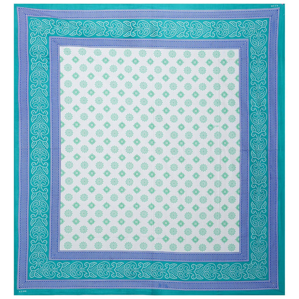 Light Blue Jaipuri Print 120 TC Cotton Double Bed Sheet with 2 Pillow Covers (SHKAP1225) - Frionkandy