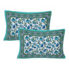 Turquoise Jaipuri Print 120 TC Cotton Double Bed Sheet with 2 Pillow Covers (SHKAP1231) - Frionkandy
