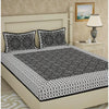 Black Jaipuri Print 120 TC Cotton Double Bed Sheet with 2 Pillow Covers (SHKAP1234) - FrionKandy