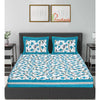 Turquoise Jaipuri Print 120 TC Cotton Double Bed Sheet with 2 Pillow Covers (SHKAP1236) - FrionKandy