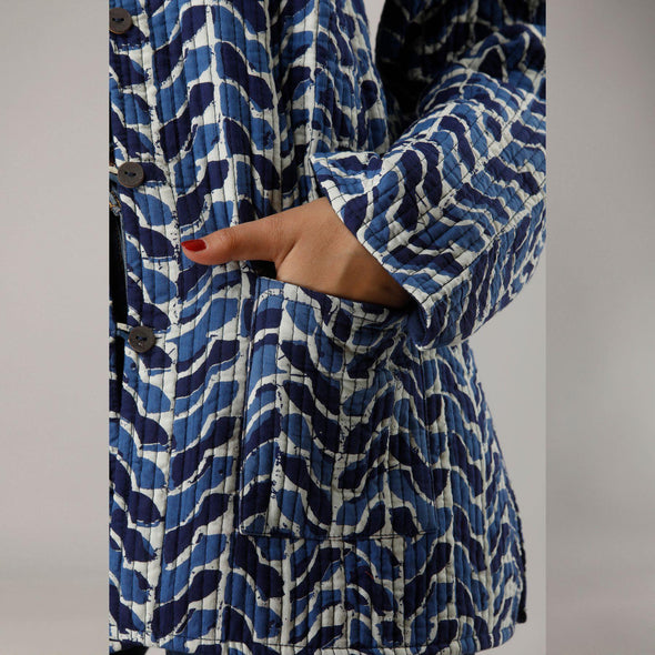 Blue Cotton Quilted Jacket - Frionkandy